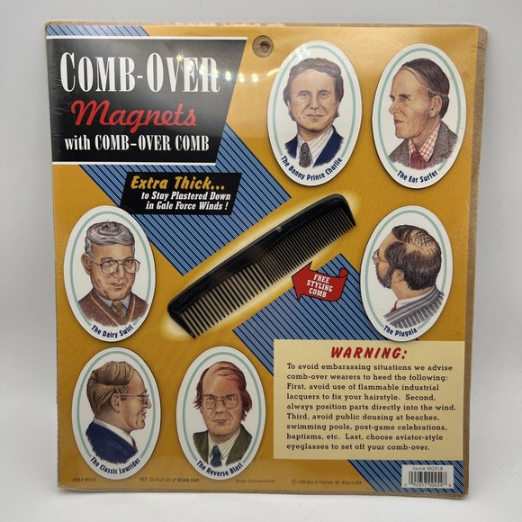 Comb Over 6 Magnets & Comb-Over Comb Novelty Vintage Joke Gag Gift - Picture 1 of 8